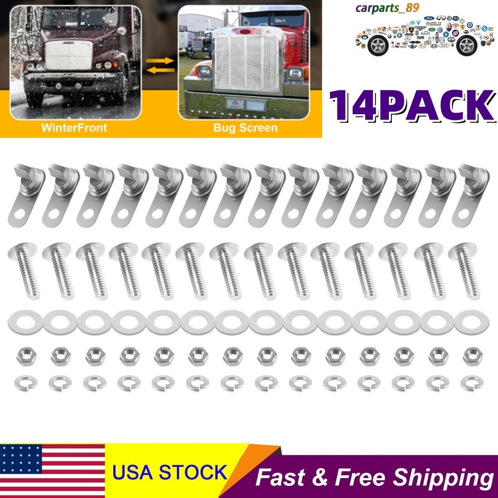 for Peterbilt 1986-2007 75704-1 Stainless Bug Screen & Winterfront Hardware Kit