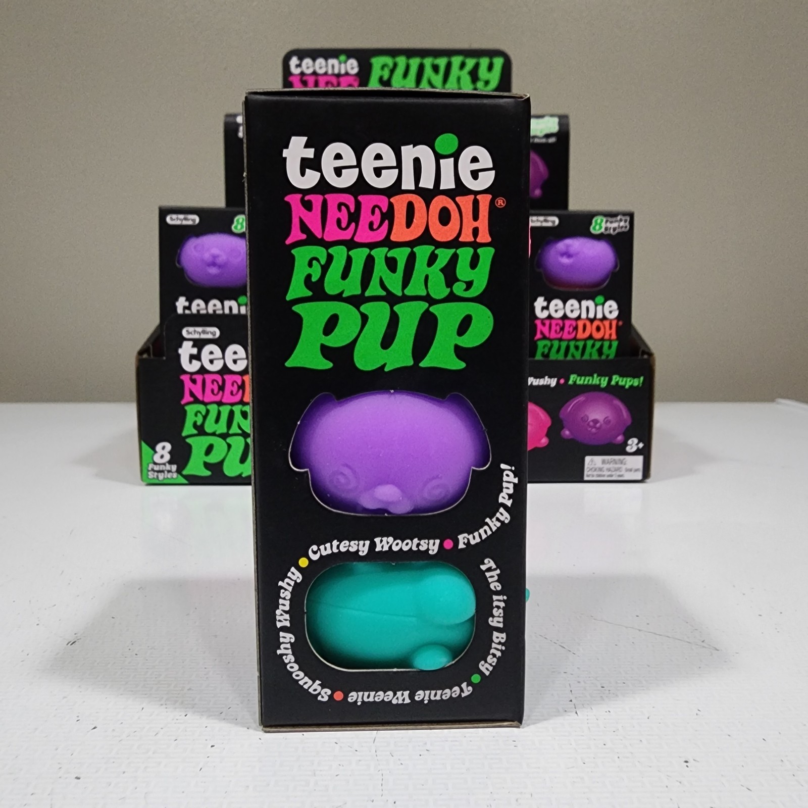 Nee Doh Teenie Funky Pup 1x Set Of 3 NeeDoh Squeeze Toy Neon Stress Ball NEEDOH