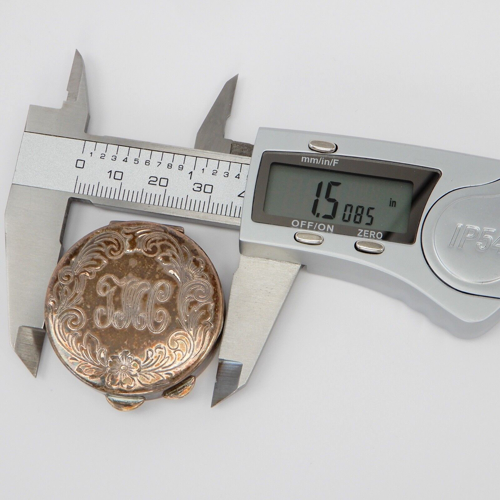 MONO Engraved "TMC" Round Solid STERLING Silver Compact Pill Box Pot 1.5" - 22g