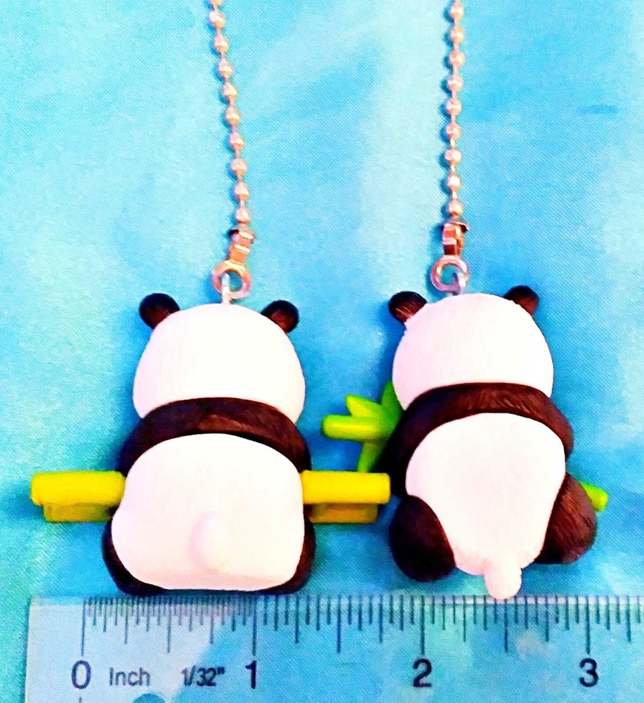 Set of Two ~ Panda Eating Bamboo S-3 ~ Ceiling Fan Pulls