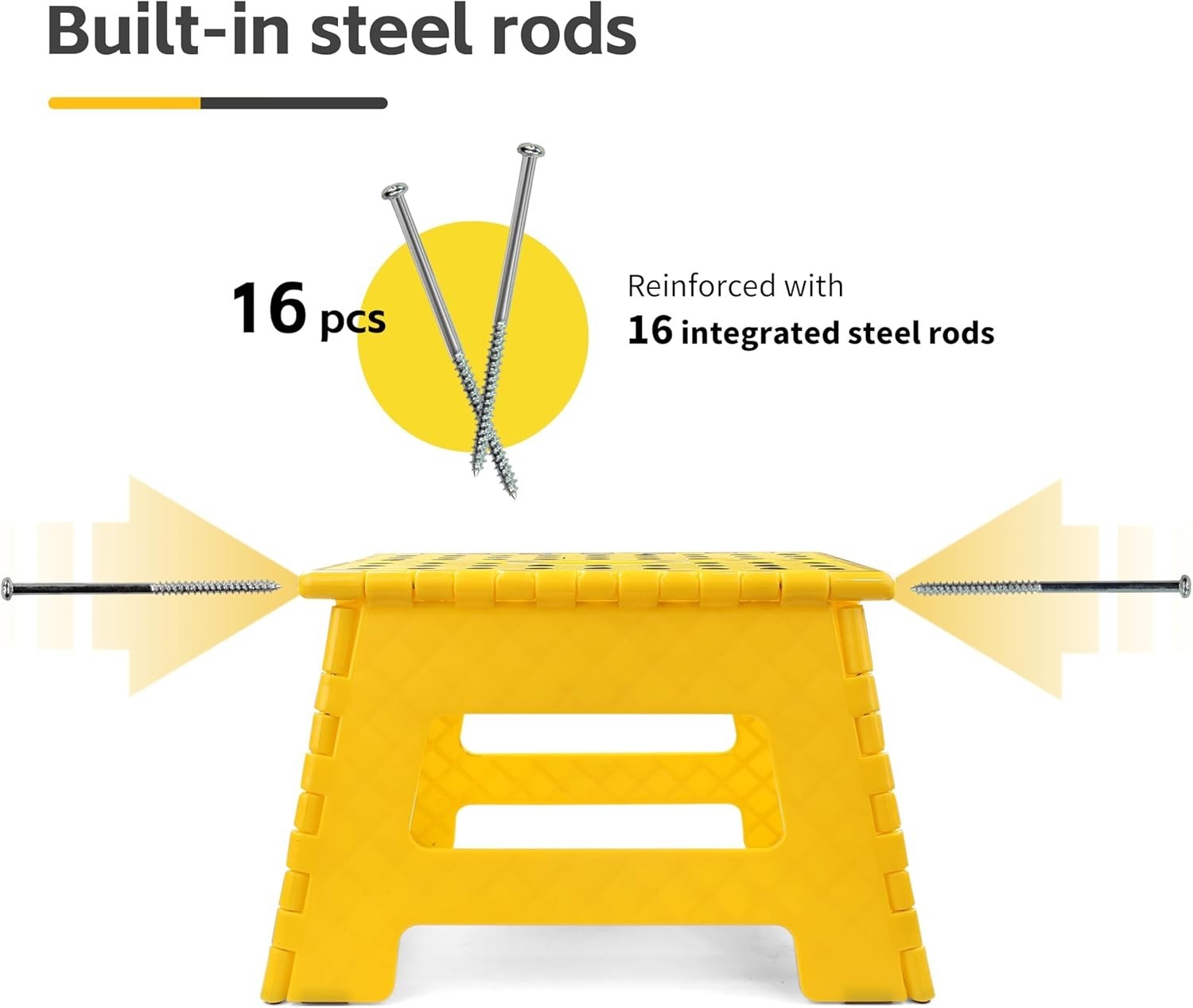 MaxWorks Folding Step Stool - 9" Height 330 lb Capacity - Compact Portable 50969
