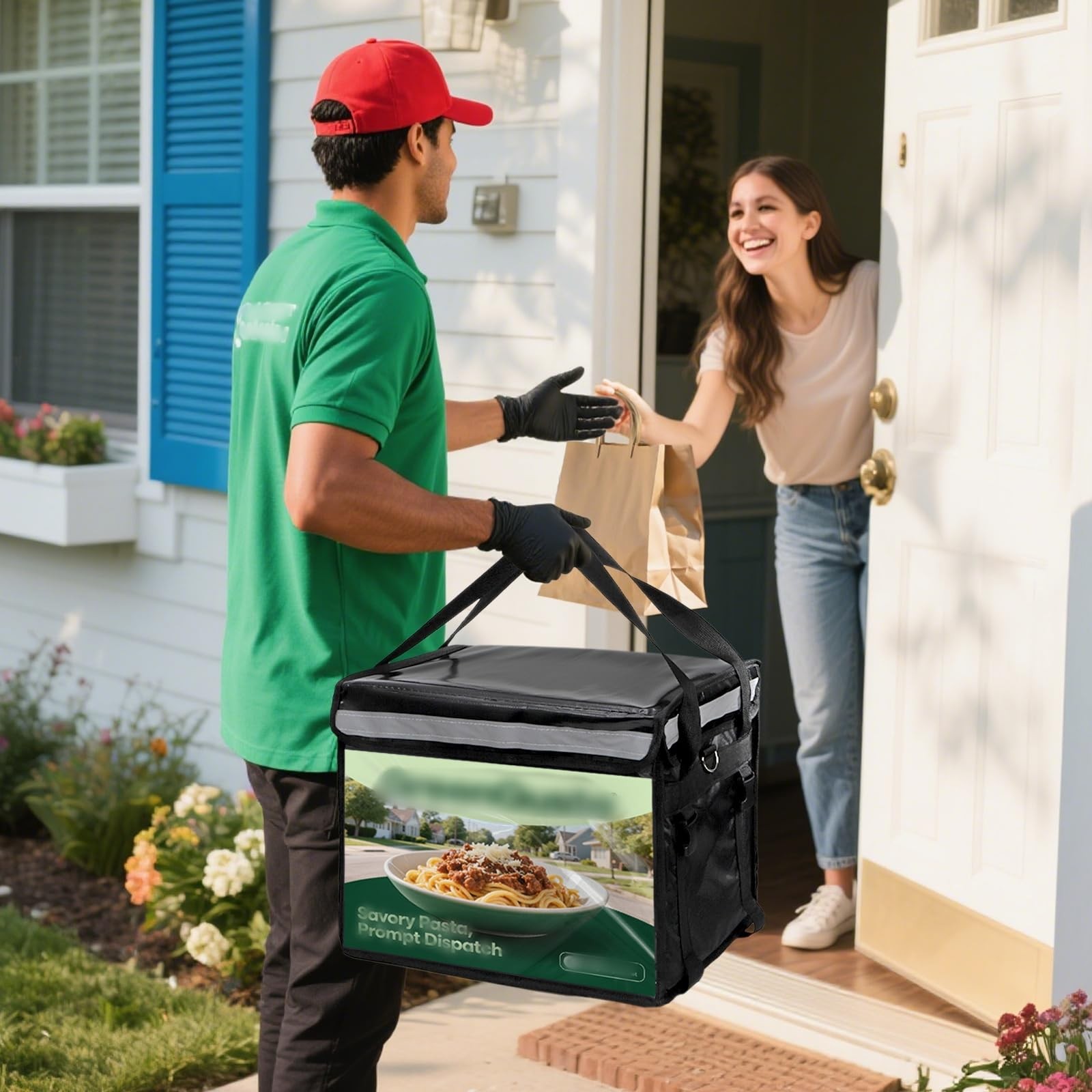 DEAYOU Insulated Food Delivery Bag for Bike, Pizza Delivery Bag with Divider and