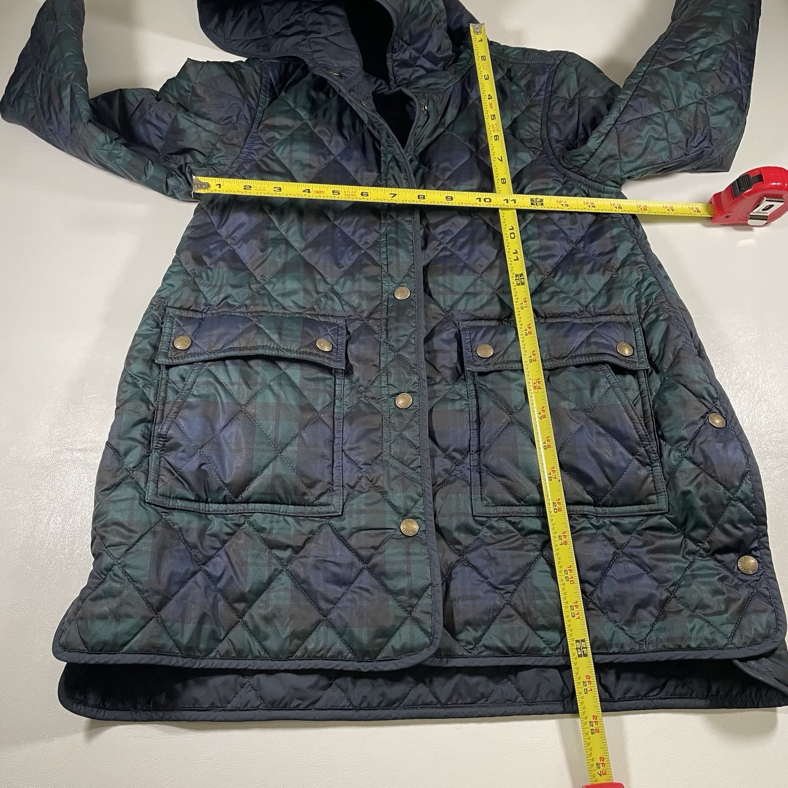 Polo Ralph Lauren Girls Kids 6X Reversible Quilted Plaid Jacket Snap Shield