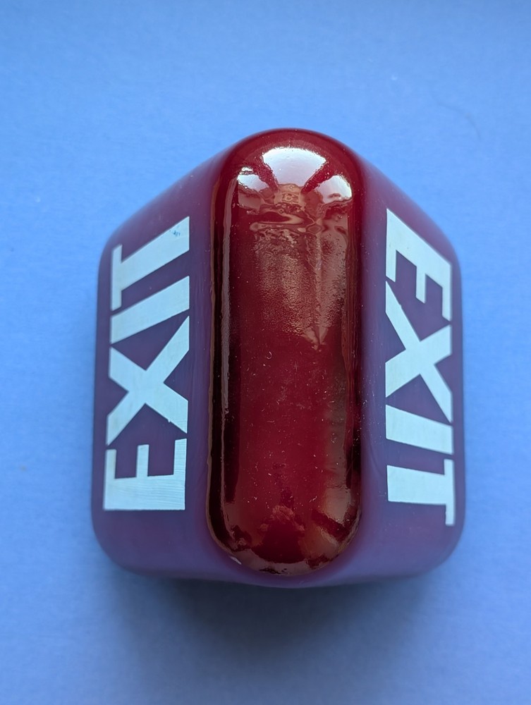 ANTIQUE 1920s/30s RUBY RED GLASS EXIT TRIANGULAR GLOBE THEATRE APARTMENT SCHOOL