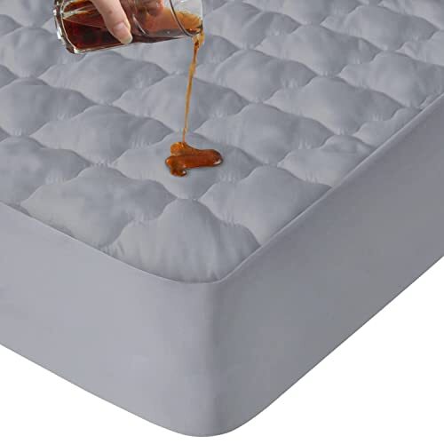 Waterproof Mattress Protector Cover Twin Size Deep Pocket Polyester Gray