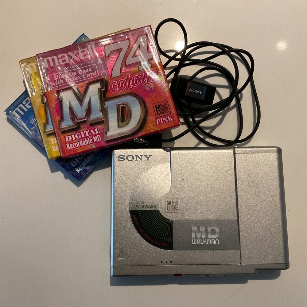 SONY MZ-R37 Minidisc Player & Recorder Works BUNDLE