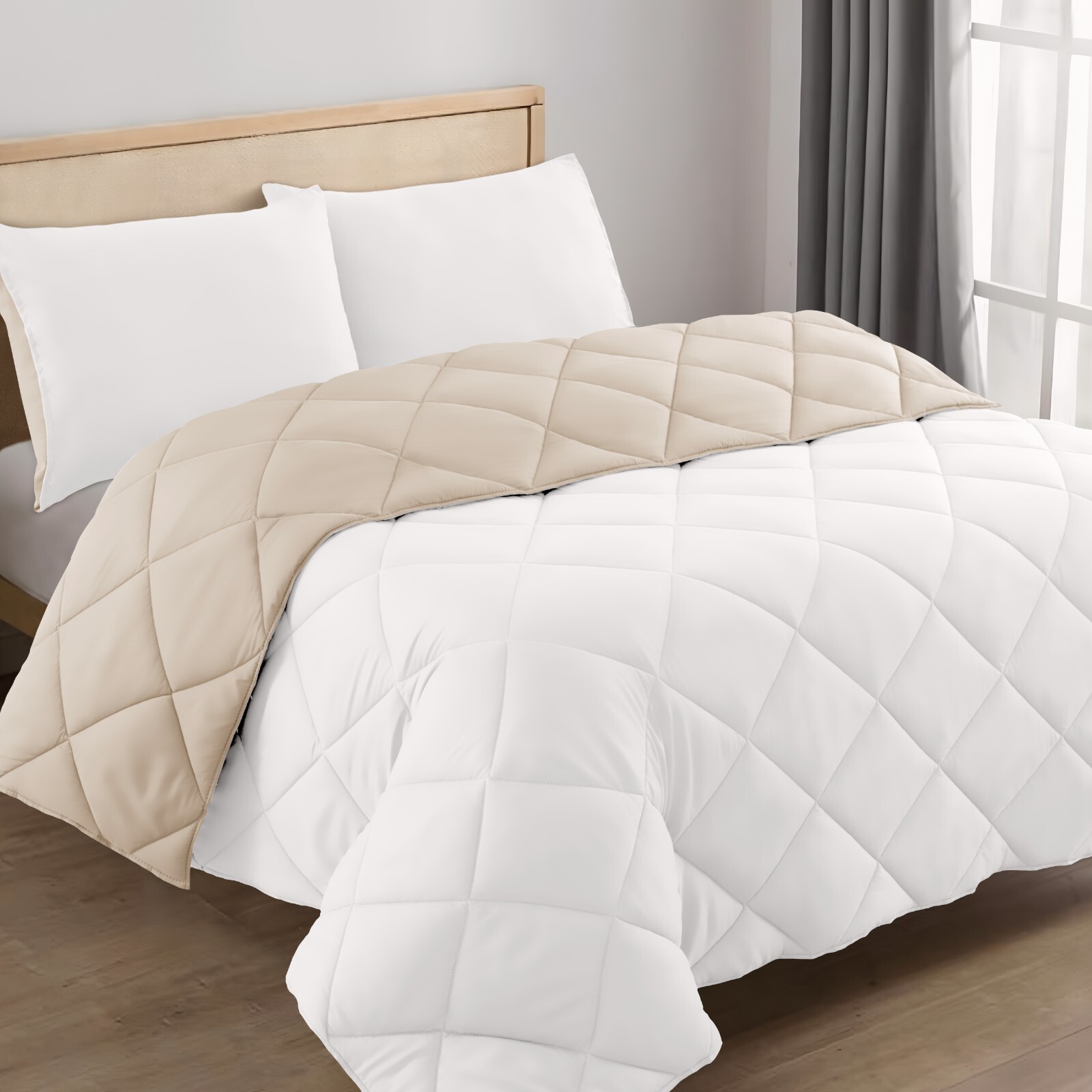 3PC Reversible Comforter Set Quilted Down Alternative All Season Comforter