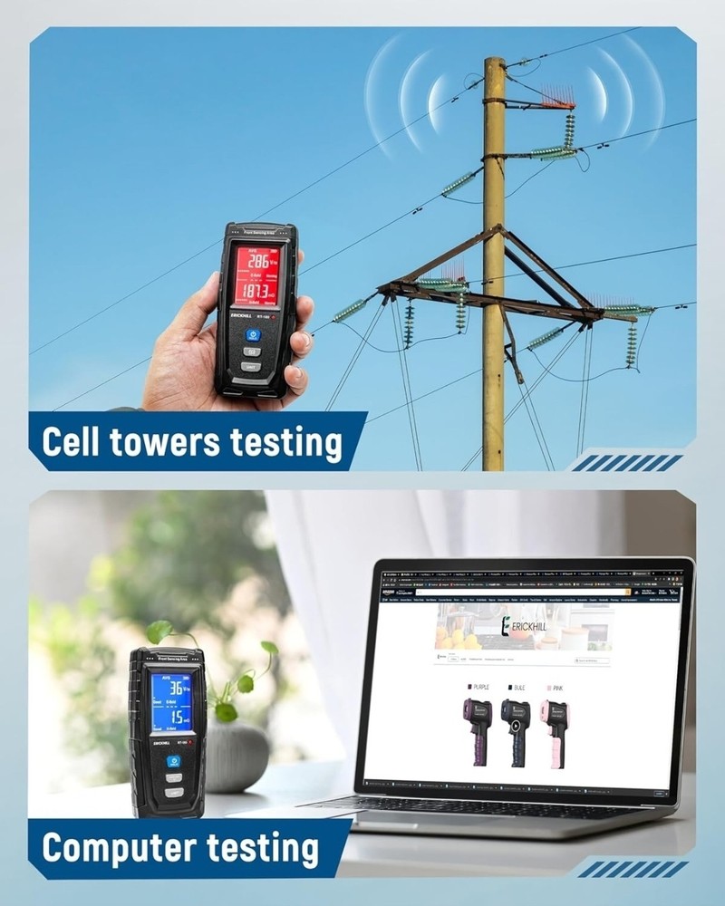 ERICKHILL EMF Meter, Detects Electric and Magnetic Fields, Handheld Digital