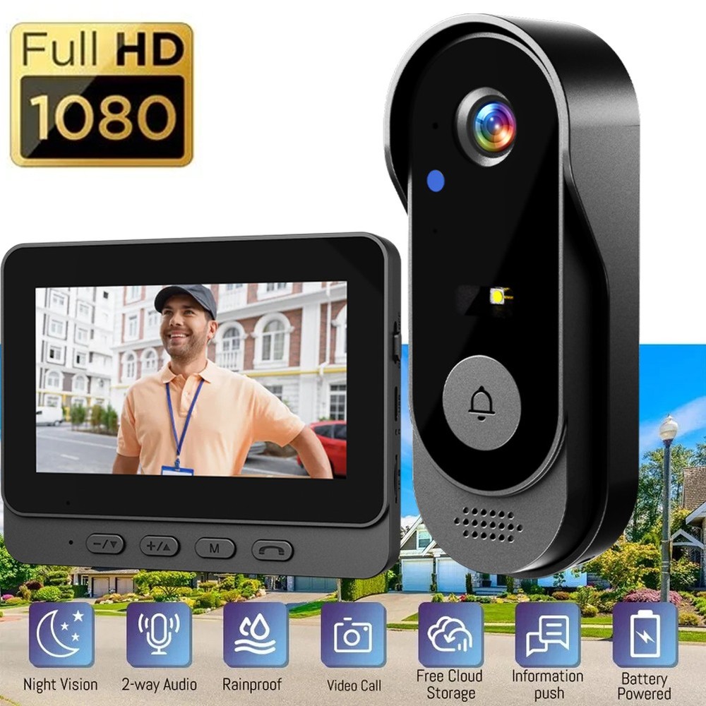 Smart Fingerprint Door Lock Keyless Entry Front Lock with Visual Doorbell Camera