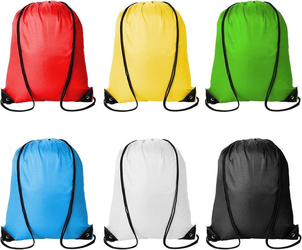 6Pcs Drawstring Backpacks Bulk String Bag Cinch Sack Pack Storage Knapsack Polye