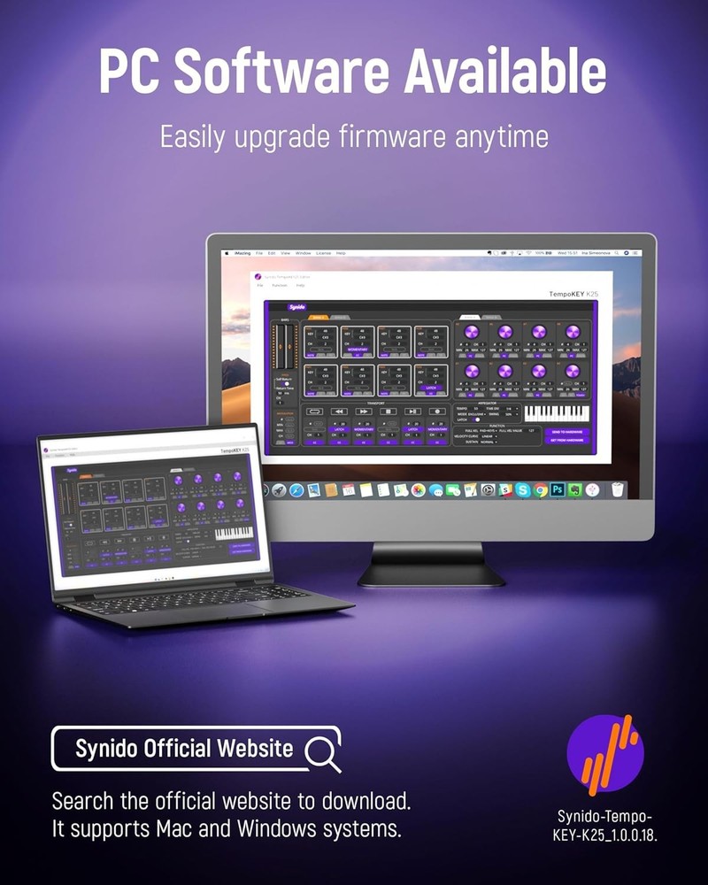 Synido 25 Key USB MIDI Keyboard Controller with 8 Drum Pads, Beat Maker Machine