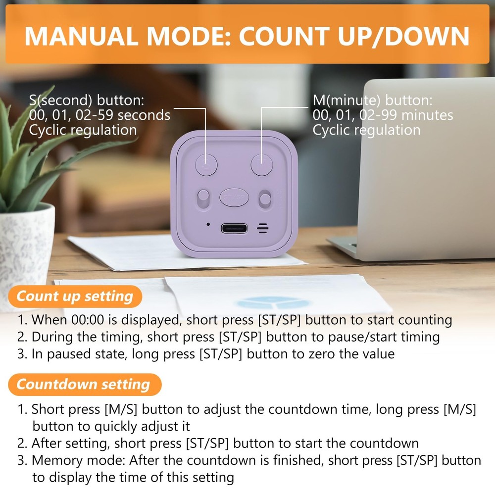 GuDoQi MultiFunction Cube Timer, 5/10/30/60 Min & Custom Count Down, Included...