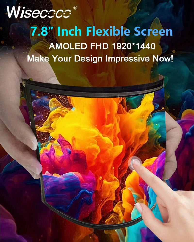 7.8'' Flexible AMOLED Touch Display 1920×1440 Ultra-Thin Bendable Screen for DIY