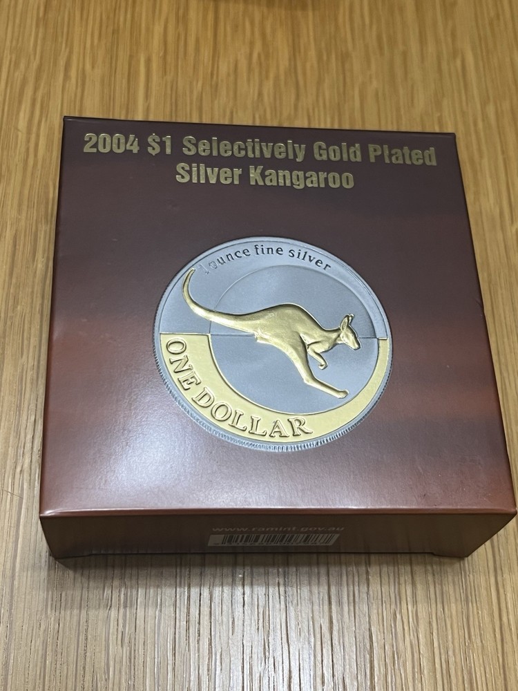 2004 $1 Australia Gold Plated Silver Kangaroo