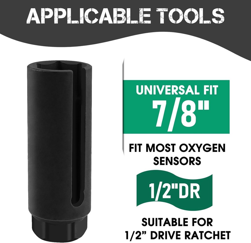 Oxygen Sensor Socket 22mm 7/8 in, 1/2 in Drive O2 Removal Tool,...