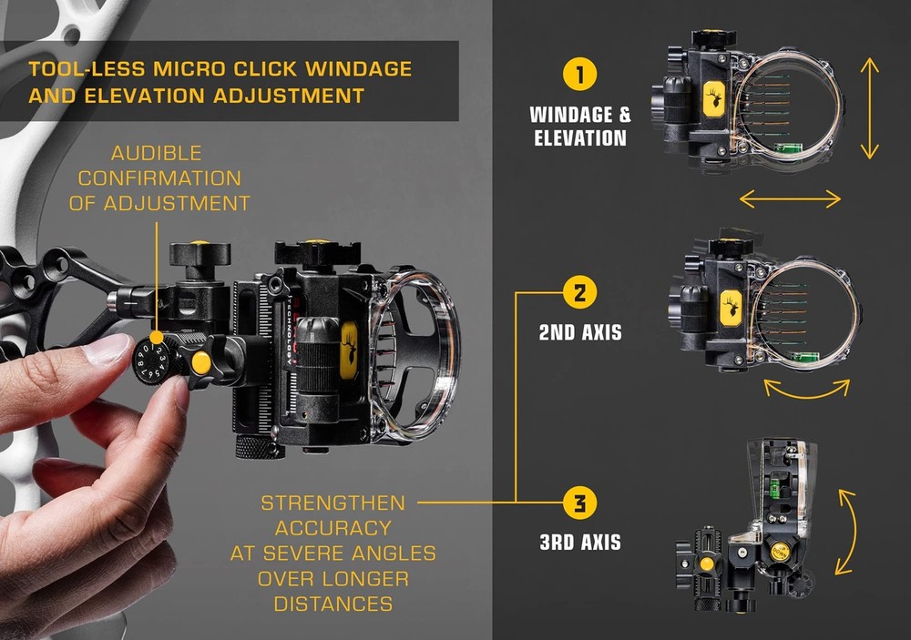 Trophy Ridge React Pro 7 Pin Archery Bow Sight - Tool Less Windage and Elevat...