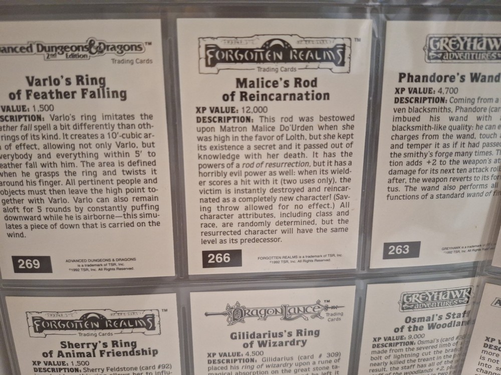 18 Dungeons And Dragons Cards. 1992