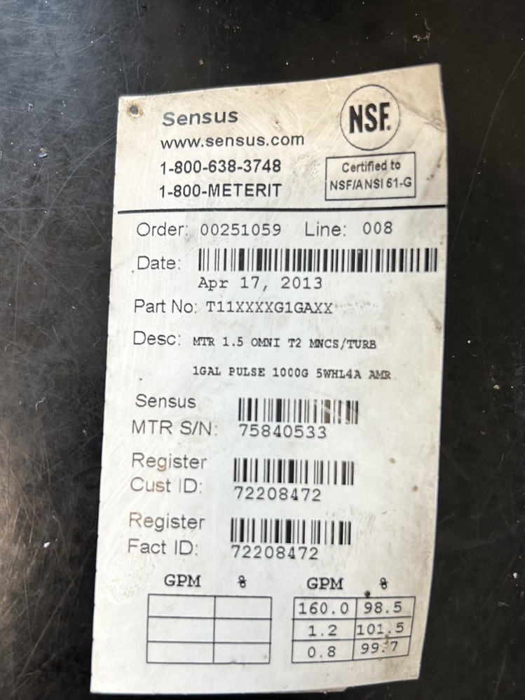 Sensus Omni T2 " Water Meter AMR LCD Display