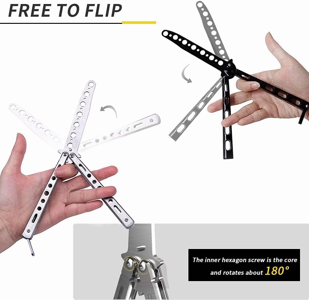 New Butterfly Training Knife Comb Trainer Metal Non Sharp Dull Practice Tool