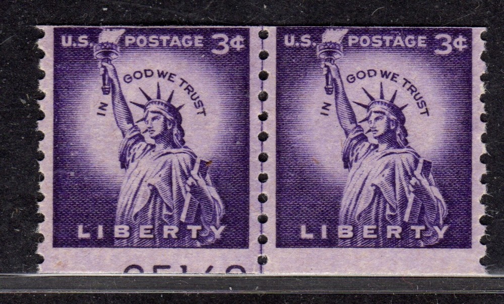 Perfectly Flawed- EFO 1954 3c SN 1057 MNH CLP Error - Miscut & Partial Plate#