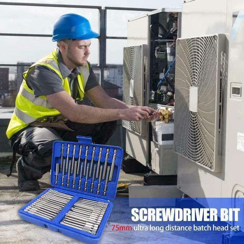 50Pc Long 75Mm Hex Torx Star Security Bit Set Tamper Proof Screwdriver With Case