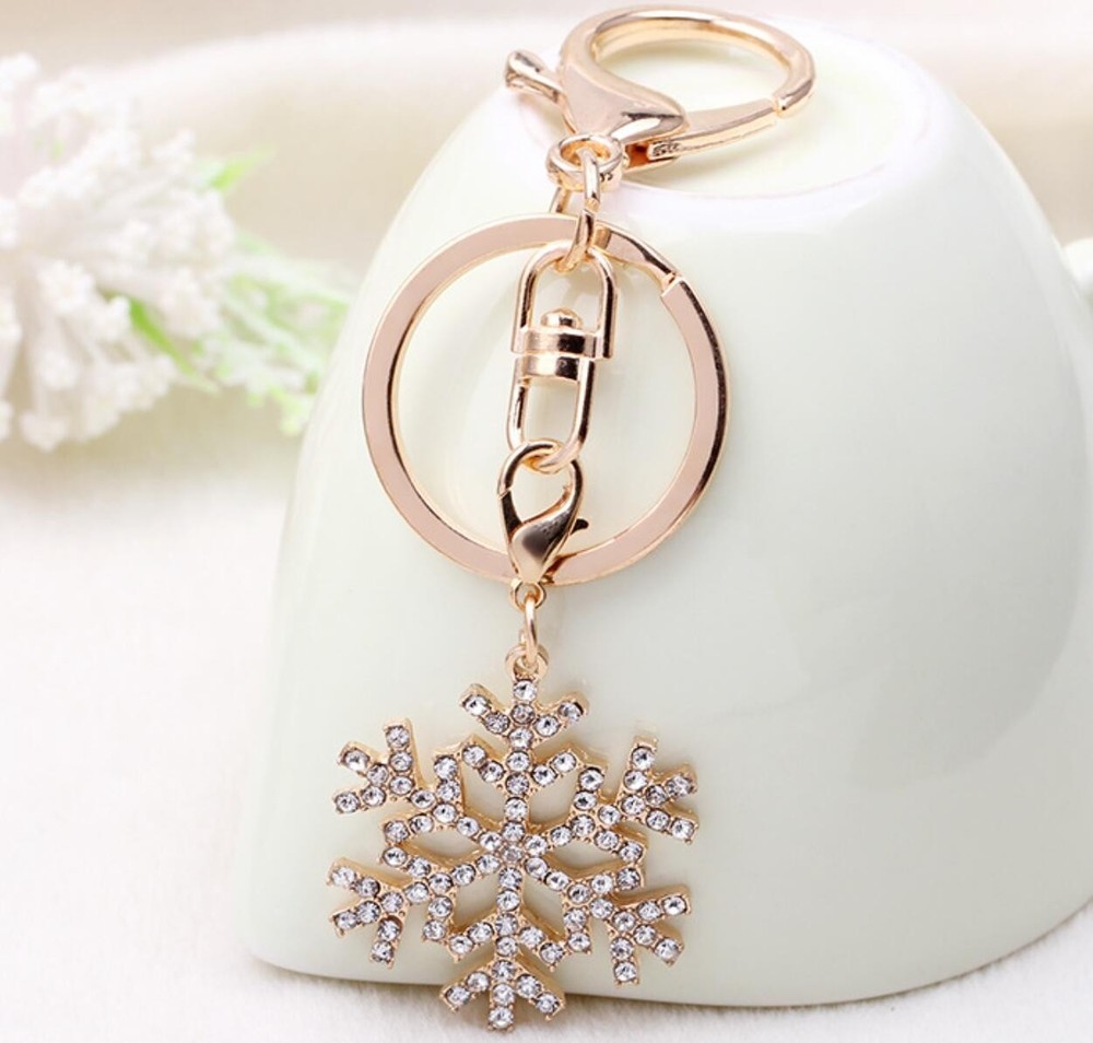 Bulk Christmas Snowflake Rhinestone Keychains 20PCS per SET