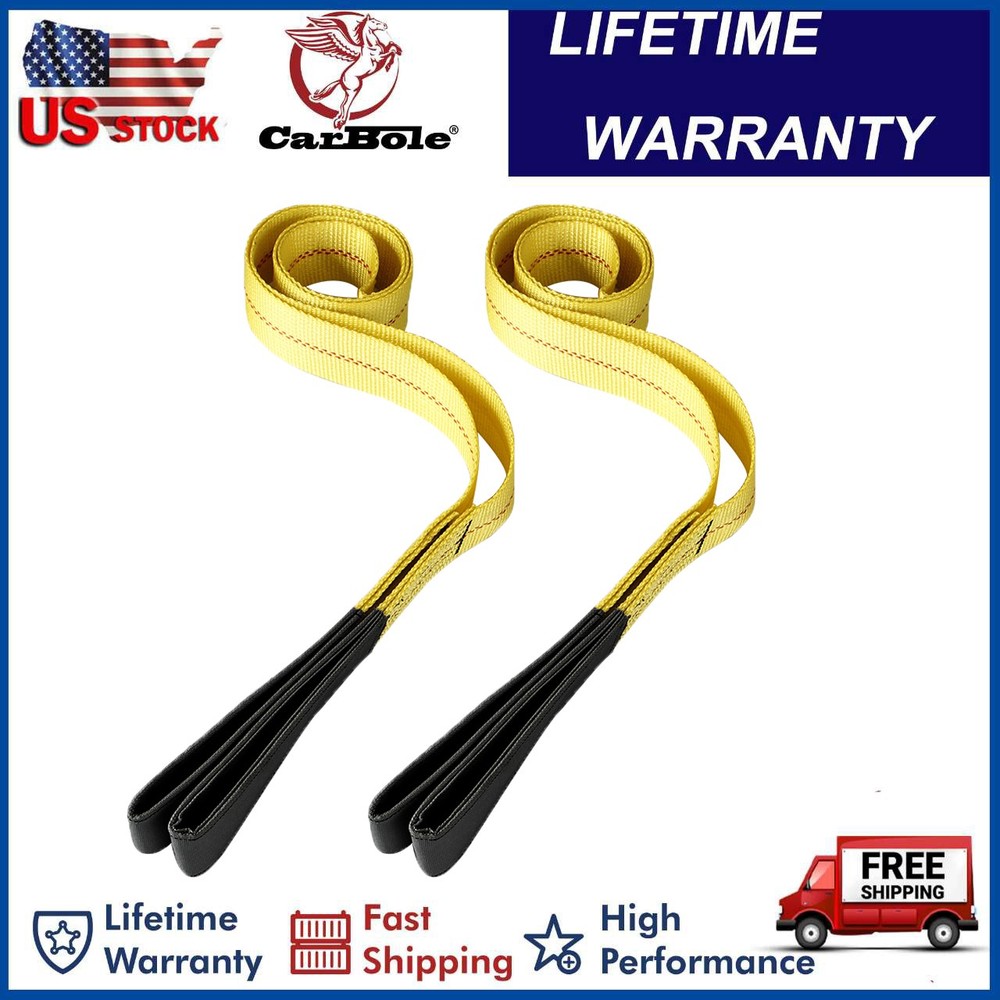 Heavy Duty Nylon 6' x 2" Flat Lifting Sling Strap Eye Polyester Webbing 9000LBS