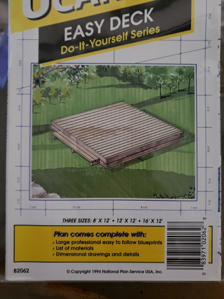 UCANDO B2062 Easy Deck Plans Rebagged With Material List NOS