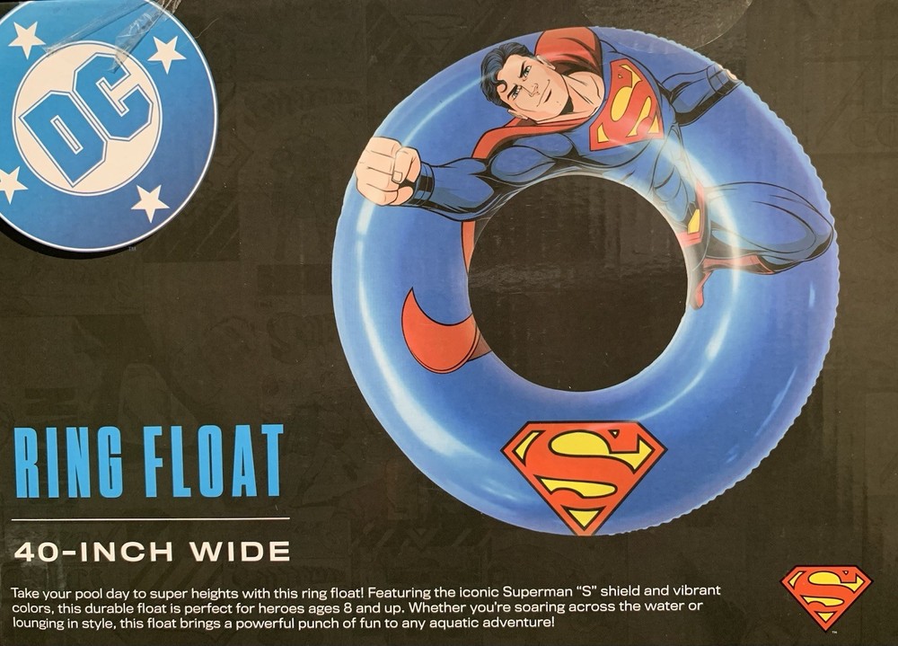 NEW DC Comics SUPERMAN 40in Inflatable Ring Float for Pool ~ Beach ~ Lake