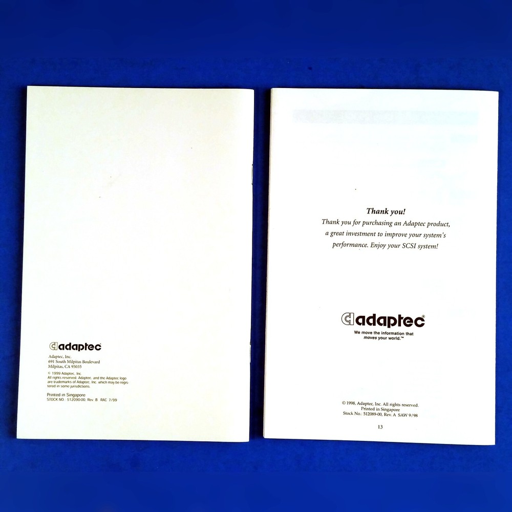 Adaptec 2930U PCI SCSI Host Adapter User's Reference & Installation Guide Manual