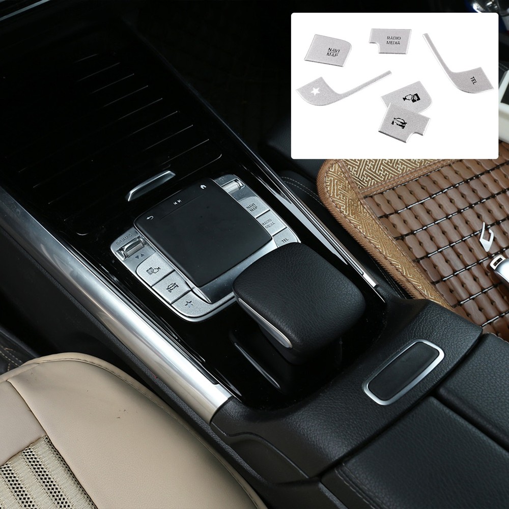 For Benz A-Class 2019-22 Silver Aluminum Multimedia Button Switch Middle Console
