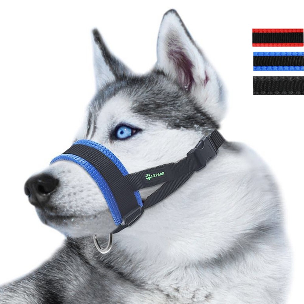 Nylon Dog Muzzle Fits Small Medium Large Prevent Biting Barking Blue L