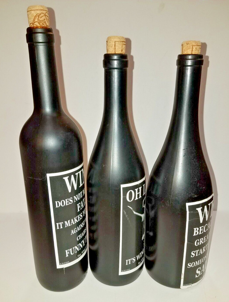Three Decorative Wine Bottles Empty Funny Kitchen Decor / House Warming Gift