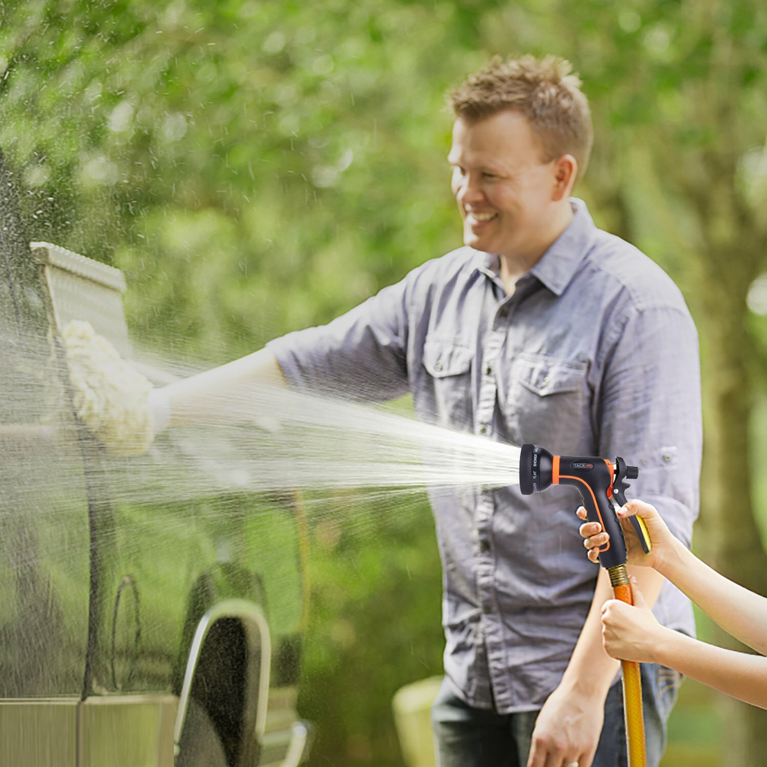 TACKLIFE Garden Hose Nozzle/Spray Nozzle 10 Patterns Water Nozzle/High Pressure/