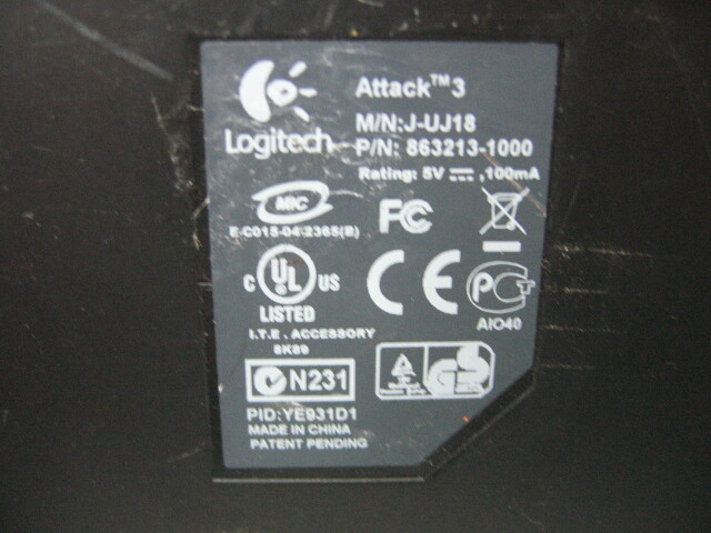 Logitech Attack 3 Joystick 11 button Black USB J-UG18