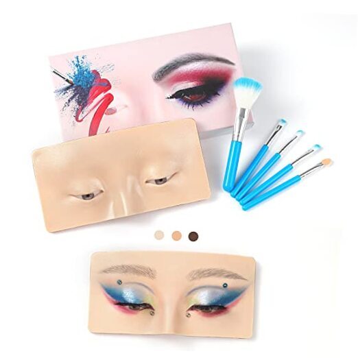 Makeup Practice Face Board, 3D Reusable Makeup Practice Face Board+White