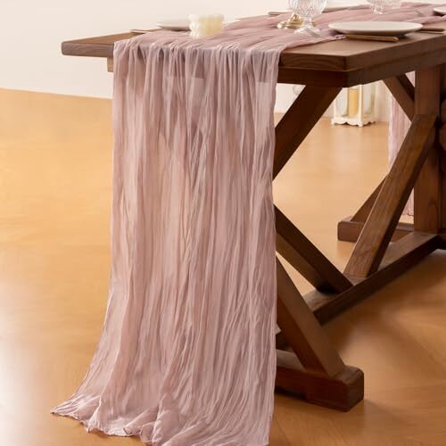 Pink Table Runner Spring Easter Cheesecloth Table Runner 10ft x 1pc Dusty Pink