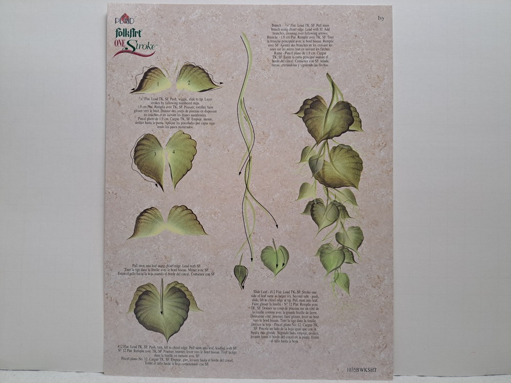 Plaid (Folk Art) Work Sheet - (One Stroke) Cabbage Rose & Ivy