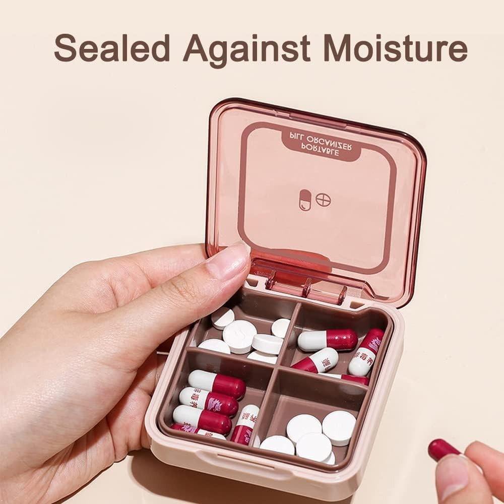 Compact Moistureproof Pill Case - 4 Separate Compartments for Organized Vitamins