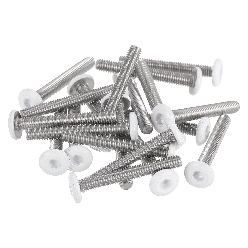 20 Pcs M4-0.7 x 30mm Button Head Hex Socket Head Screws, White