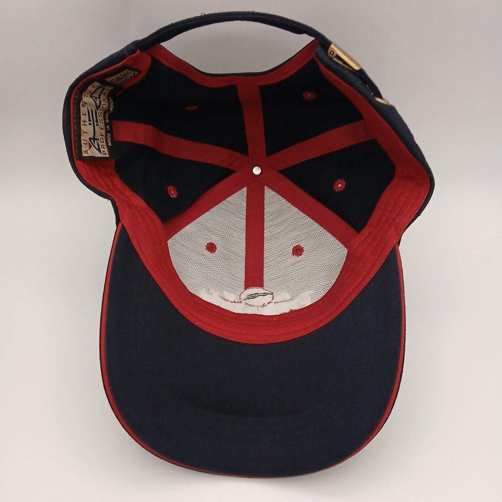 Dancing Rabbit Golf Club Hat Cap Ahead Strapback Navy Blue White Red Script Flag