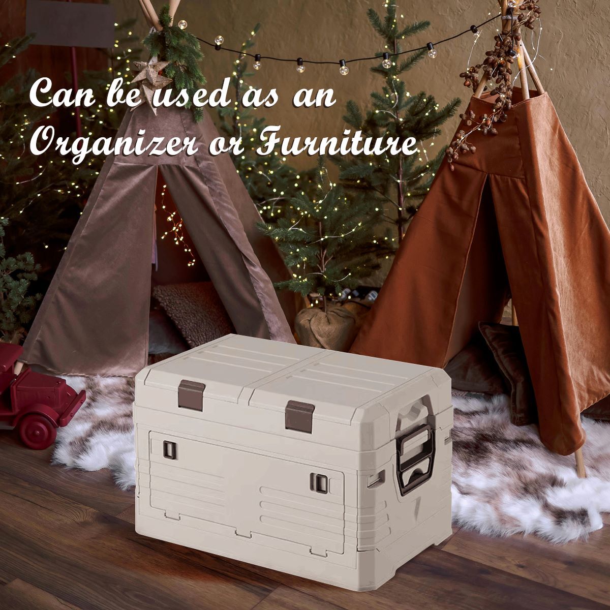 Aimisin 42 Liters Camping Outdoor Folding Storage Box with 2 Compartment Boxes