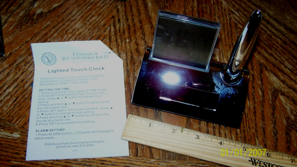 Things Remembered Lighted Touch Multi Function Clock. TimeTemperatureDateTimer