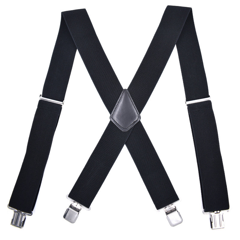 Mens Braces Suspenders Black X-shape Heavy Duty Biker Snowboard Trousers Wide 2"