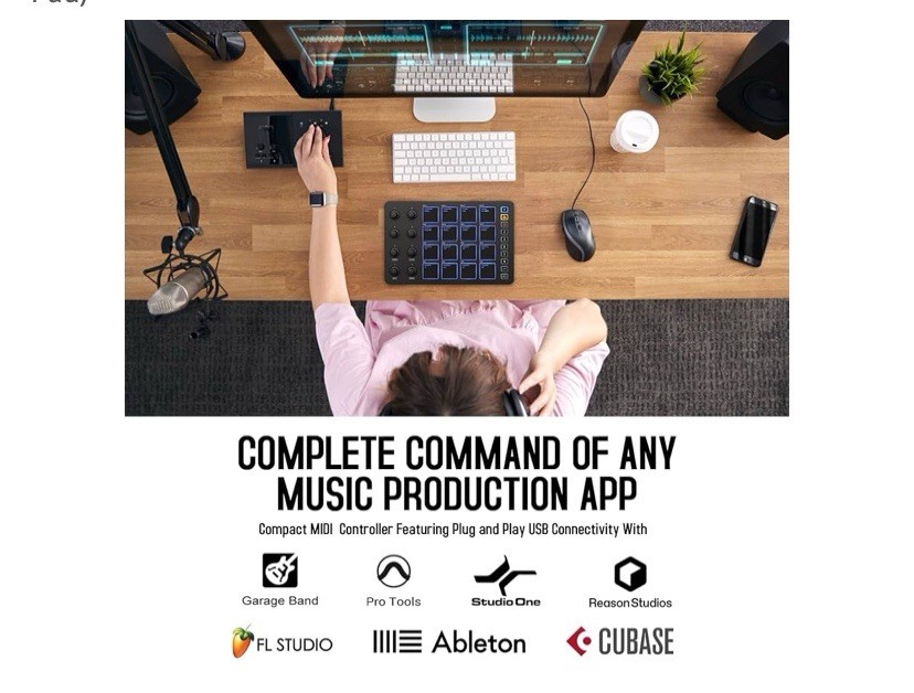 Wireless MIDI Controller Pads, Bluetooth Portable USB MIDI Controller