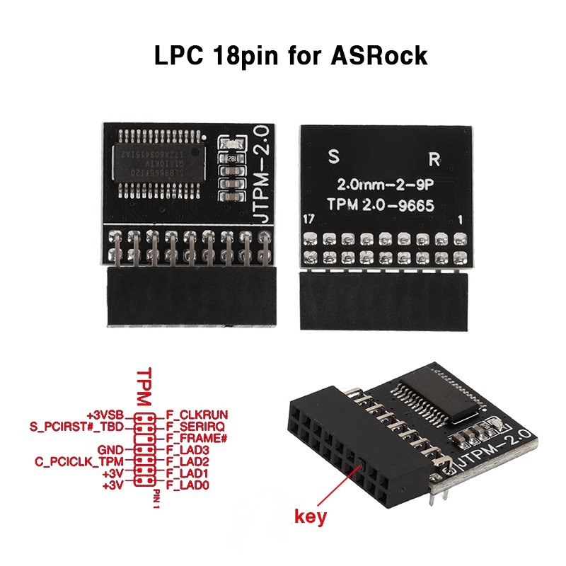 TPM 2.0 Module LPC 18 Pin  Remote Card Encryption Security Module for ASROCK