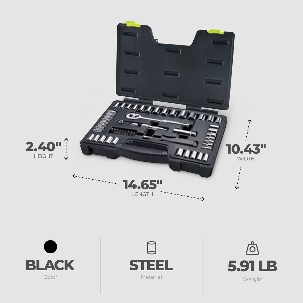 Master Mechanic Drive 54 Piece Mechanic's Tool Accessory Socket Set (Open Box)