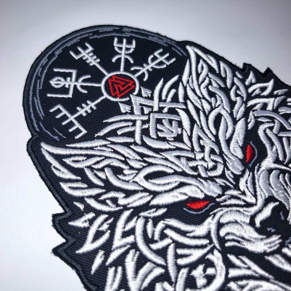 Viking Wolf Back Patch Embroidered Large Norse Biker Jacket Vest Patch