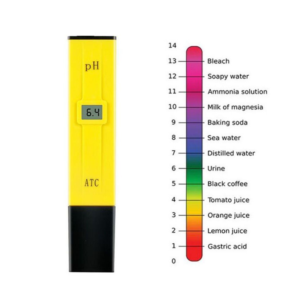 Digital pH Meter Tester 0.0-14.0 pH Range 0.1 pH Resolution ±0.1 pH Accuracy