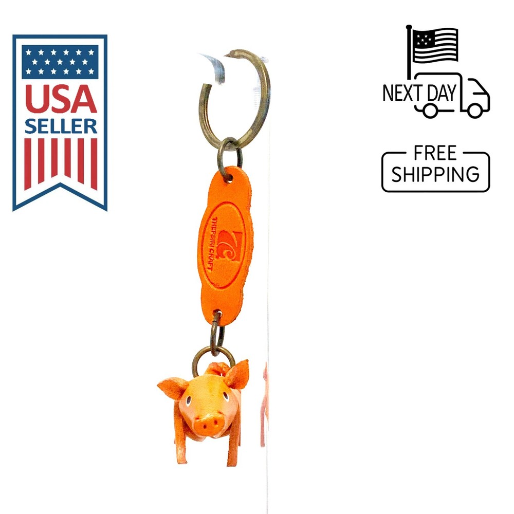 Pig Handmade Leather Keyring